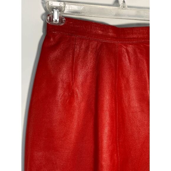 LNR Women's Knee Length Leather A-Line Skirt Red Size 6 - Picture 4 of 11